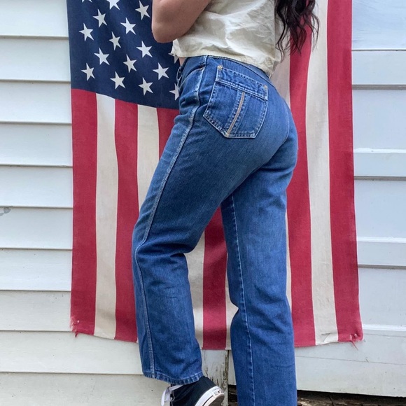 1970s TRUE VINTAGE RARE WILLIE NELSON BRAND HIGH WAISTED BOOT CUT FLARE JEANS - Picture 5 of 7